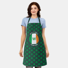 Modern Name Monogram Irish Flag Shamrock Schort