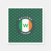 Modern Name Monogram Irish Flag Shamrock Servet (Voorkant)