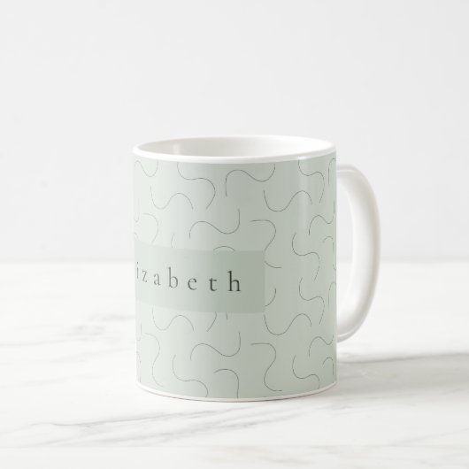Modern Name Mug Sage Green Koffiemok (Voorkant rechts)