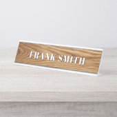 Modern Name Oak Wood Photo Bureau Naambordje (Voorkant)