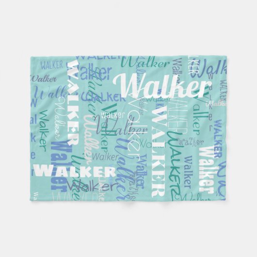 Modern Name Pattern Typografie Modern Zee Blue Fleece Deken (Voorkant (Horizontaal))