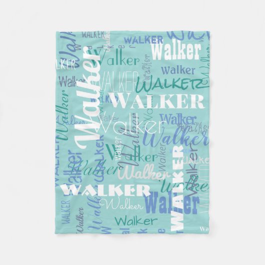 Modern Name Pattern Typografie Modern Zee Blue Fleece Deken (Voorkant)