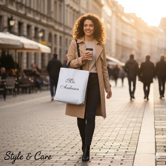 Modern Name Printed Spacious Tote Bag