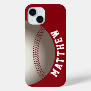 Modern Name Red Baseball iPhone 15 Case