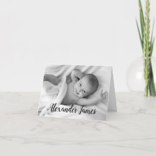 Modern Name Script Baby Aankondiging van geboorte