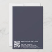 Modern name script kalligraphy navy blue bruiloft kaart (Achterkant)