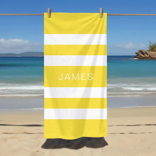 Modern Name Yellow Striped Pool Strandlaken