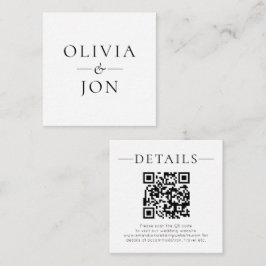 Modern Names QR Code Black White Wedding Details Informatiekaartje