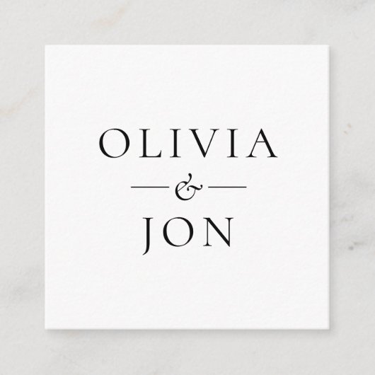 Modern Names QR Code Black White Wedding RSVP Informatiekaartje (Voorkant)