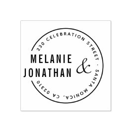 Modern Names Round Wedding Return-adres Rubberstempel