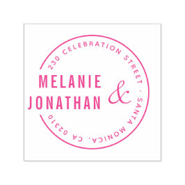 Modern Names Round Wedding Return-adres Zelfinktende Stempel