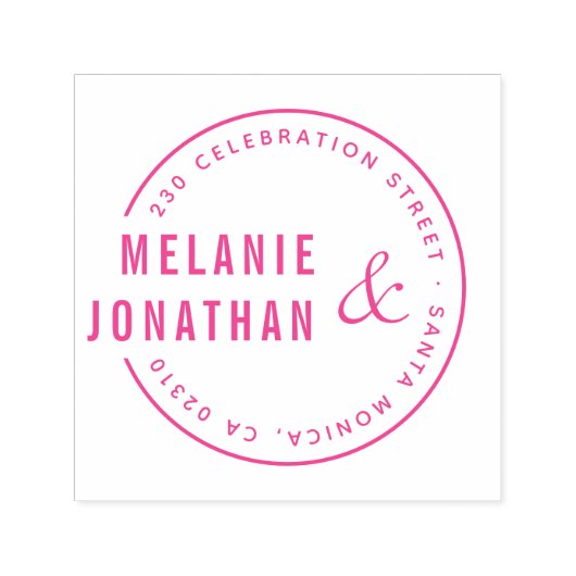 Modern Names Round Wedding Return-adres Zelfinktende Stempel (Design)