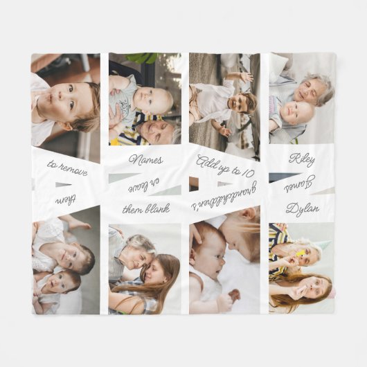 Modern Nana Photo Collage & Grandkids' Names Fleece Deken (Voorkant (Horizontaal))