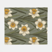 Modern Narcissen Botanisch Patroon (2) Fleece Deken (Voorkant (Horizontaal))