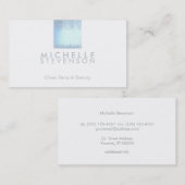 Modern Nat Blauw Glas Schoonheidssalon en Spa Wit Visitekaartje (Voorkant / Achterkant)