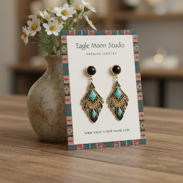 Modern Native Tribal Earring Jewelry Display Card Visitekaartje