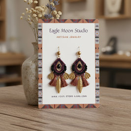 Modern Native Tribal Earring Jewelry Display Card Visitekaartje