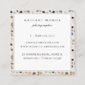 Modern Natural Earth Tone Terrazzo Pattern Vierkante Visitekaartje (Achterkant)