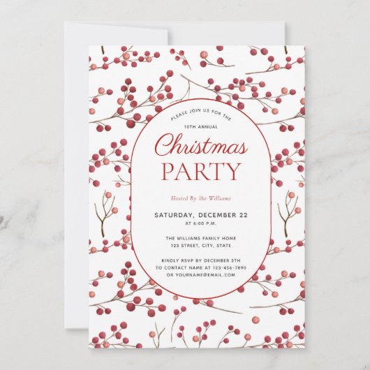 Modern Natural Red Berry kerst Kaart (Voorkant)