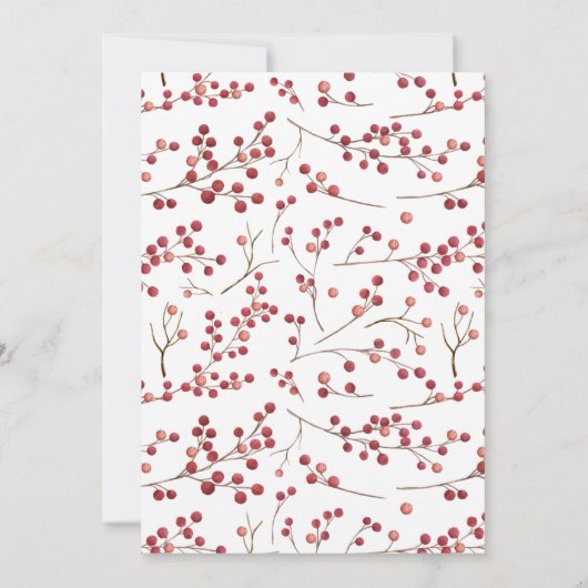 Modern Natural Red Berry kerst Kaart (Achterkant)