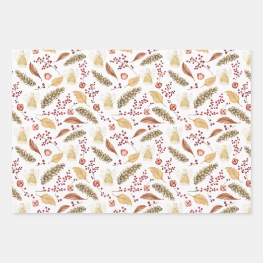 Modern Natural Red Berry Waterverf Inpakpapier Vel (Voorkant 2)