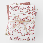 Modern Natural Red Berry Waterverf Inpakpapier Vel (In situ)