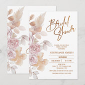 Modern Natural Tones Boho Floral Vrijgezellenfeest Kaart (Voorkant / Achterkant)