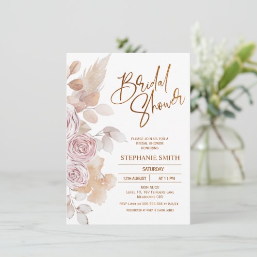 Modern Natural Tones Boho Floral Vrijgezellenfeest Kaart (Staand voorkant)