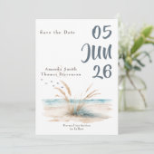 Modern nature beach pampa grass landscape save the date (Staand voorkant)
