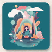 Modern Nature Illustration Art Bier Onderzetter (Voorkant)