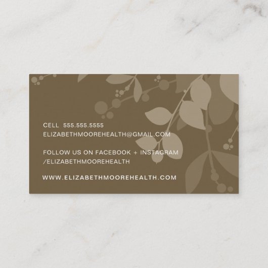Modern NATUUR botanisch gebladerte bladeren bruin  Visitekaartje (Achterkant)