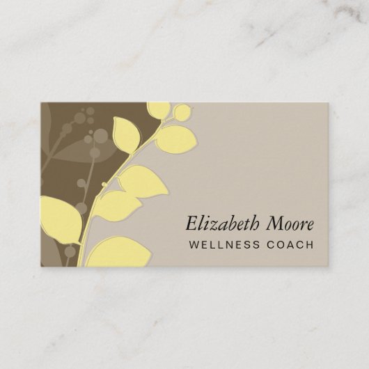 Modern NATUUR botanisch gebladerte bladeren bruin Visitekaartje (Voorkant)