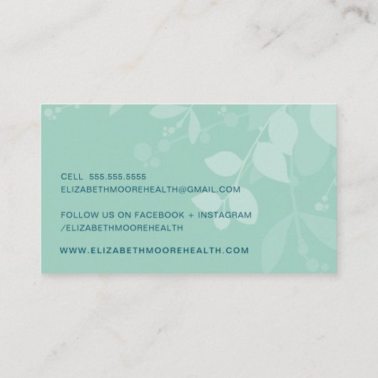 MODERN NATUUR botanisch gebladerte bladeren munt b Visitekaartje (Achterkant)