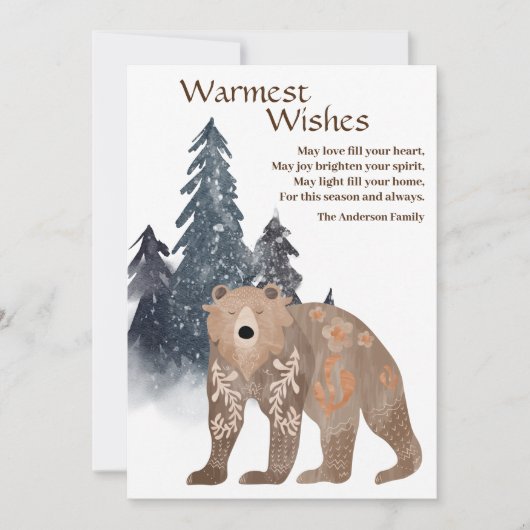 Modern natuurlijk Beer in Forest Scandi Kerstmis Feestdagenkaart (Voorkant)