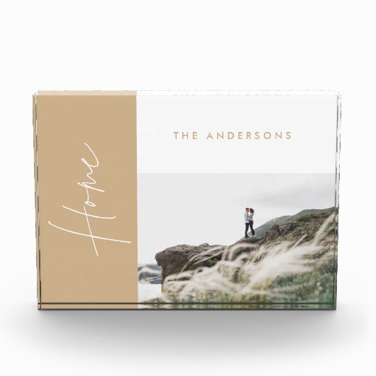 modern natuurlijk beige home fotocadeau fotoblokken (Voorkant)