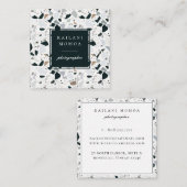 Modern natuurlijk blauw Terrazzo patroon Vierkante Visitekaartje (Voorkant / Achterkant)