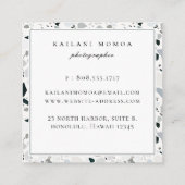 Modern natuurlijk blauw Terrazzo patroon Vierkante Visitekaartje (Achterkant)