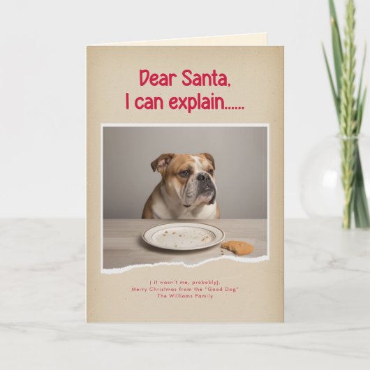 Modern Naughty Funny Dog Photo Christmas Folded Kaart (Voorkant)