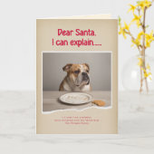 Modern Naughty Funny Dog Photo Christmas Folded Kaart (Gele Bloem)