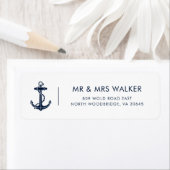 Modern Nautical Anchor Newlyweds Return Address Etiket (Insitu)