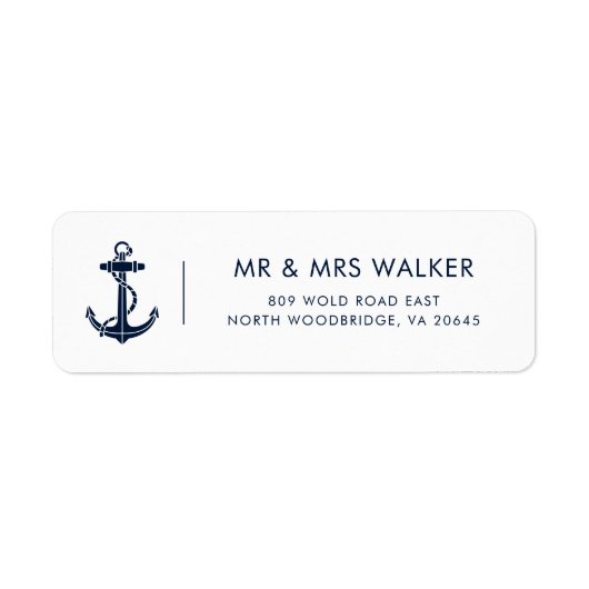 Modern Nautical Anchor Newlyweds Return Address Etiket (Voorkant)