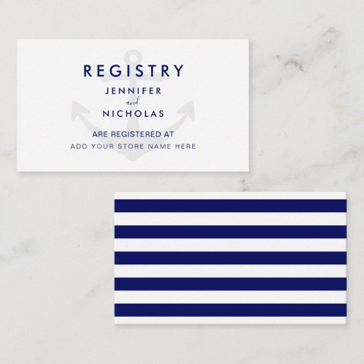 Modern Nautical Anchor Wedding Registry Informatiekaartje (Voorkant / Achterkant)