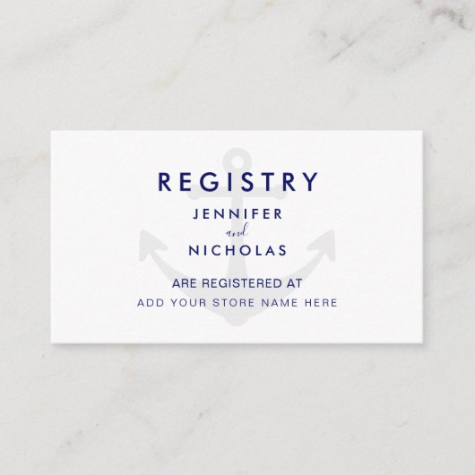 Modern Nautical Anchor Wedding Registry Informatiekaartje (Voorkant)