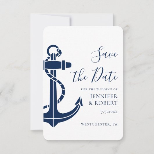 Modern Nautical Anchor Wedding Save the Date (Voorkant)