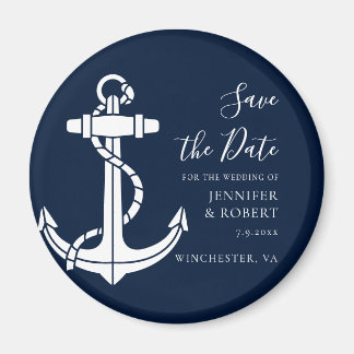 Modern Nautical Anchor Wedding Save the Date Magneet