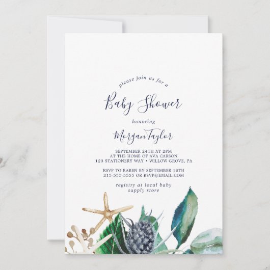 Modern Nautical | Baby shower Griekenland Kaart (Voorkant)