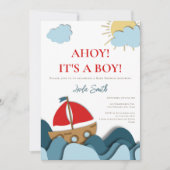 Modern Nautical Boat Baby shower Kaart (Voorkant)