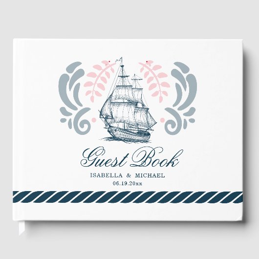 Modern Nautical Boat Wedding Gastenboek (Voorkant)