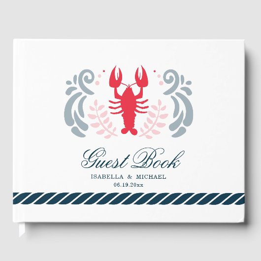 Modern Nautical Crab Wedding Gastenboek (Voorkant)