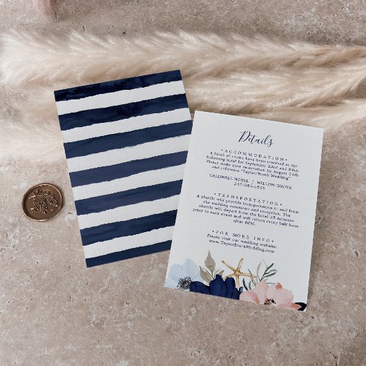 Modern Nautical | Details van het Floral Wedding Informatiekaartje